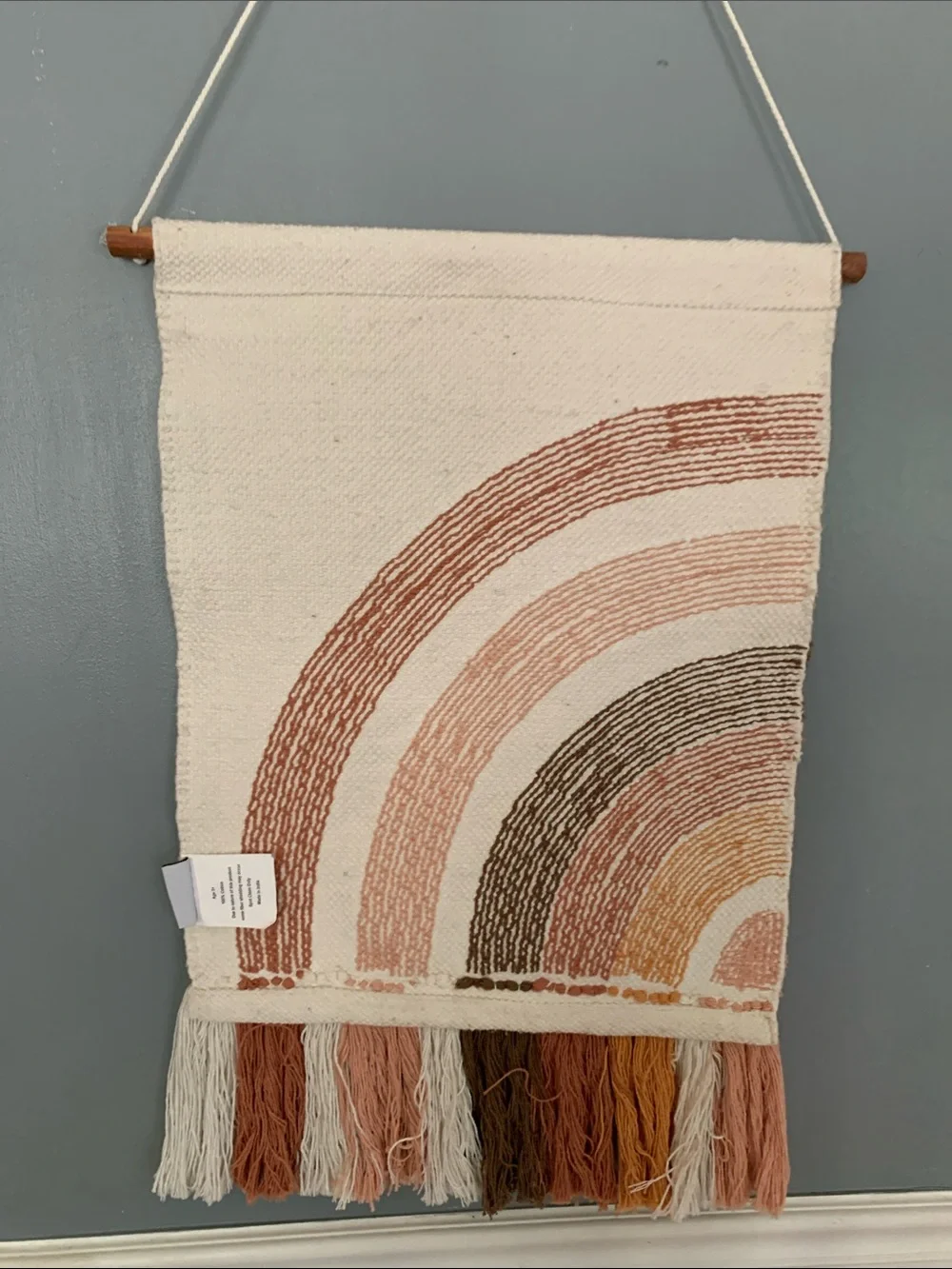 Boho Rainbow Fringe Wall Tapestry - Cream & Earth Tones